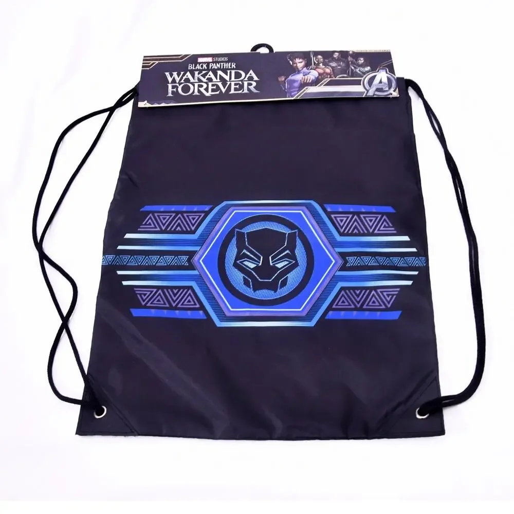 Marvel Black Panther Wakanda Forever Drawstring Backpack Bag New